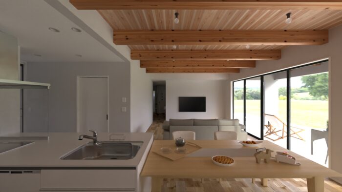 高森町 注文住宅 リビング 内観写真 施工事例