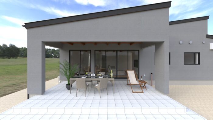 高森町 注文住宅 外観 テラス 中庭