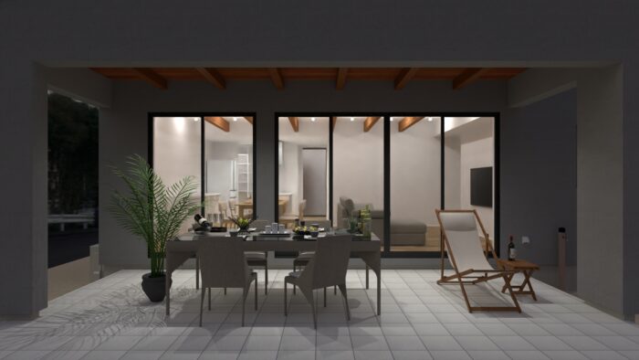 高森町 注文住宅 外観 テラス 中庭