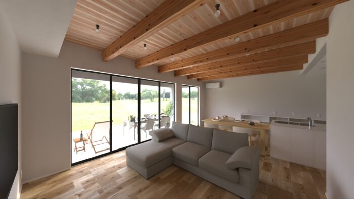 高森町 注文住宅 リビング 内観写真 施工事例