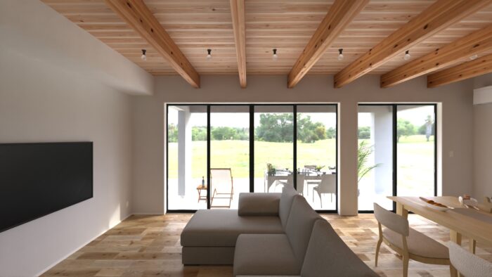 高森町 注文住宅 リビング 内観写真 施工事例