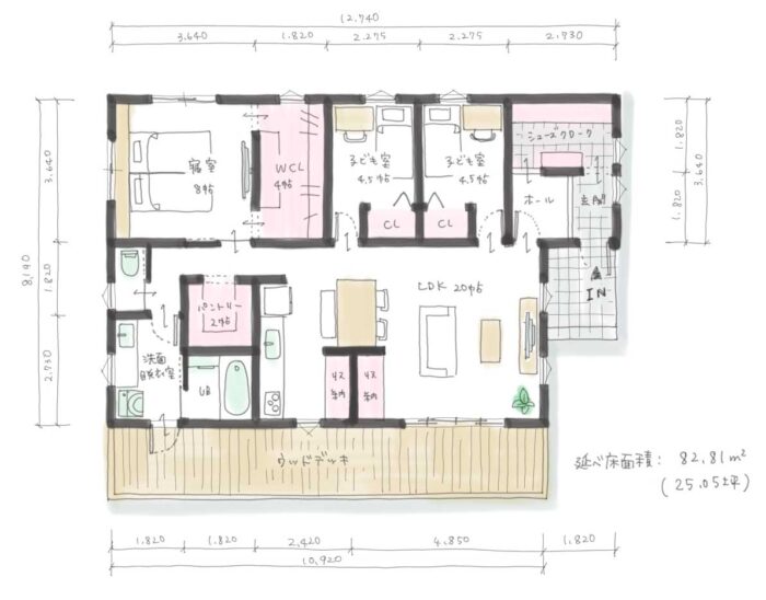 間取り 平屋　25.05坪　４人(250504)