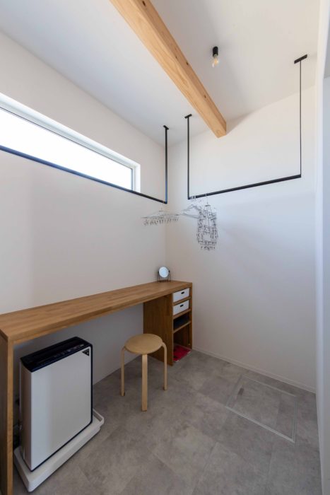 平屋の脱衣兼ランドリールーム(物干し・家事室) 飯田市の施工事例