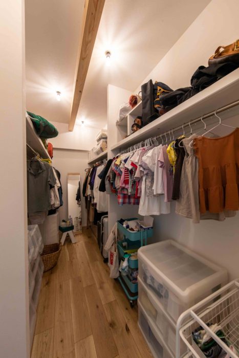 平屋のファミリークローゼット(ウォークインクローゼット) 飯田市の施工事例