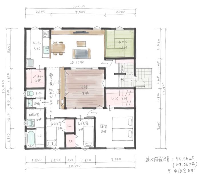 間取り　平屋　29.06坪　４人(290604)