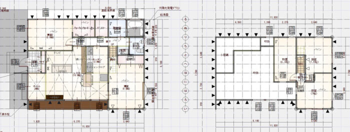 ２階建の間取り　4人家族　39坪　4LDK　ランドリールーム　吹抜